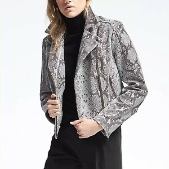 Banana Republic Jackets & Blazers - NWT Snakeskin Leather Moto Jacket LIMITED EDITION